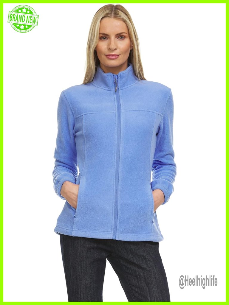 Lightweight Full-Zip Polar Soft Fleece Jacket Long-Sleeve Outdoor Coat With
